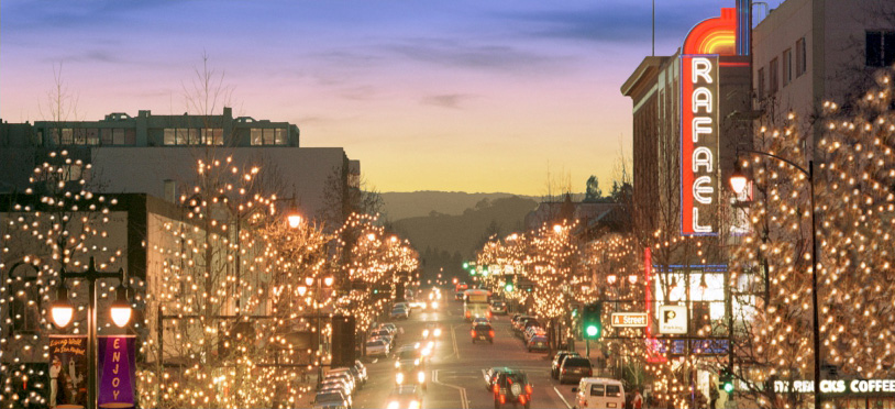 downtown San Rafael lights